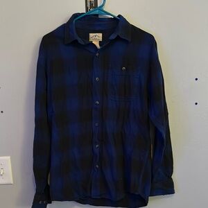 Men's Blue and Black Plaid Shirt